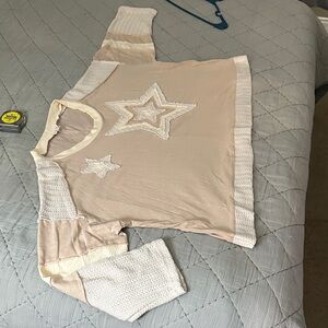 POL Beige Star Patterned long sleeve top